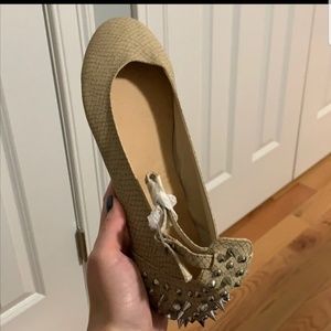 Brand new Bakers beige flats with spikes
